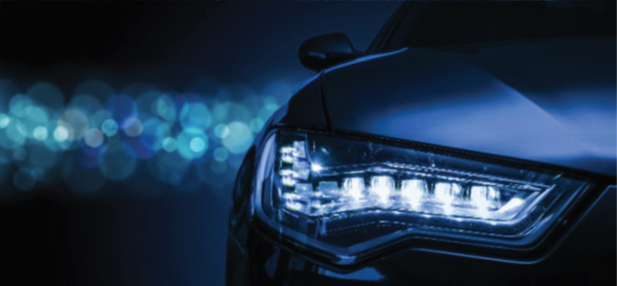 图 1. 高亮度 LED 被应用在新近的汽车大灯设计中